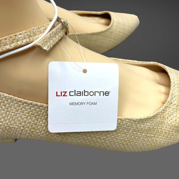 Liz Claiborne Womens Calico Natural Weave Pointed Toe Ballet Flat Size 7.5‎ W - Picture 10 of 11